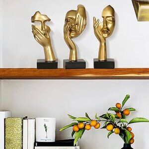 Gold home decor 3 piece thinker statue